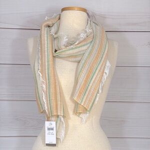 NWT J. Jill Vanilla Mint Sriped Scarf Made in Italy